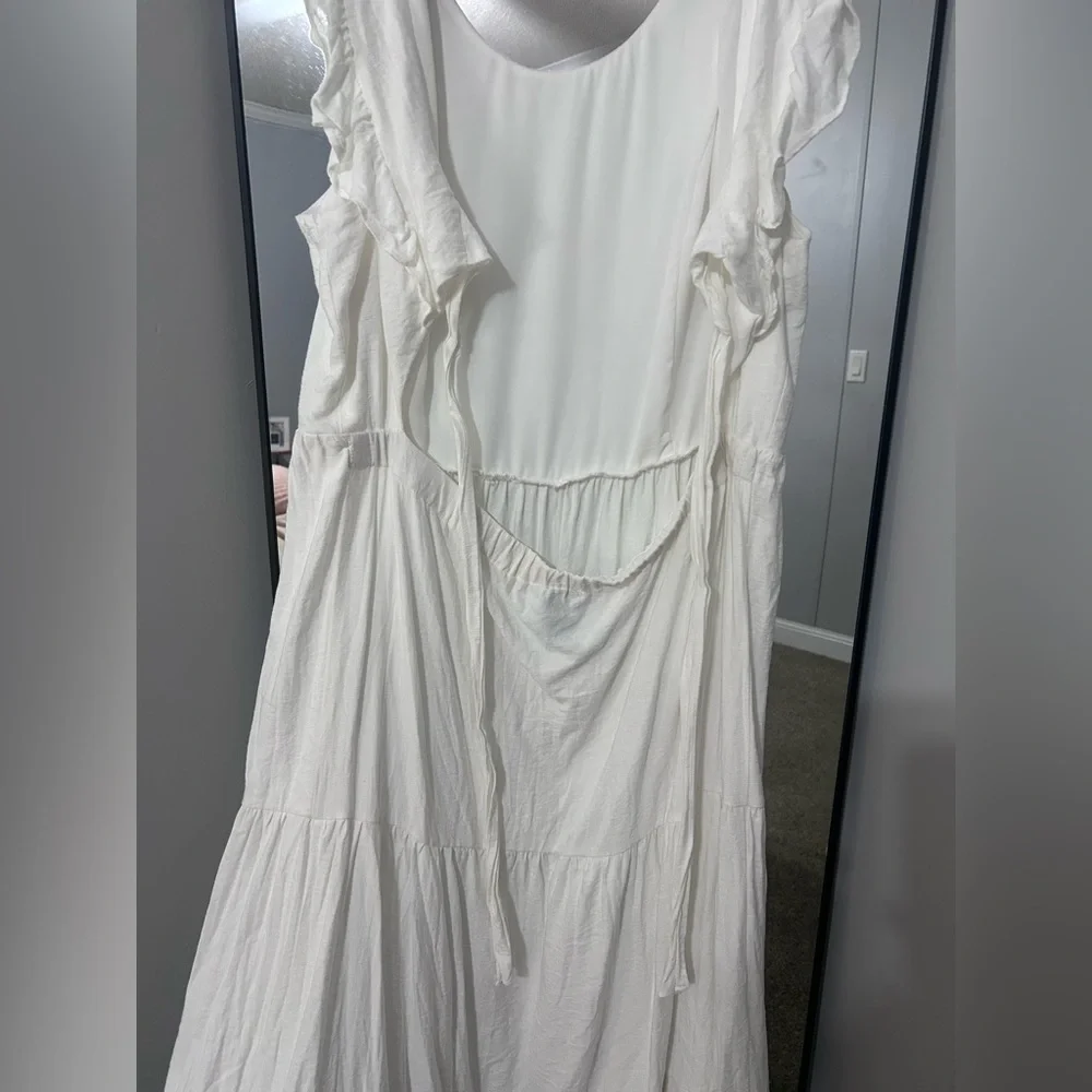 CeCe White Ruffle Sleeve Maxi Dress sz XL - Picture 9 of 11